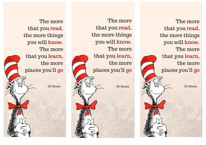 Download your free printable Cat in the Hat bookmark. - Mommy Snippets