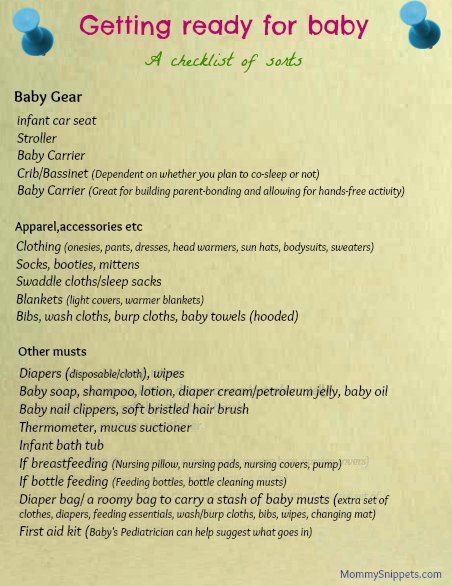 Getting ready for baby (A checklist of sorts)- Mommy Snippets