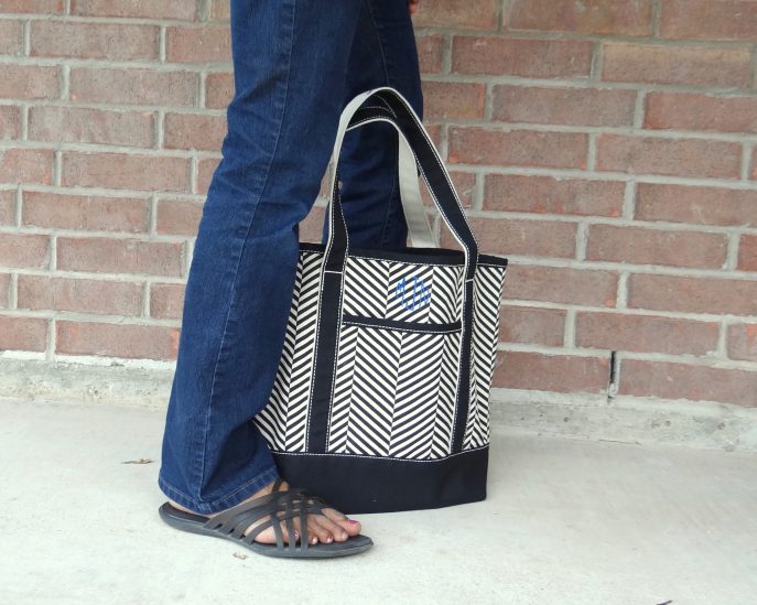 Black and White Monogrammed Tote from Lands End (1)