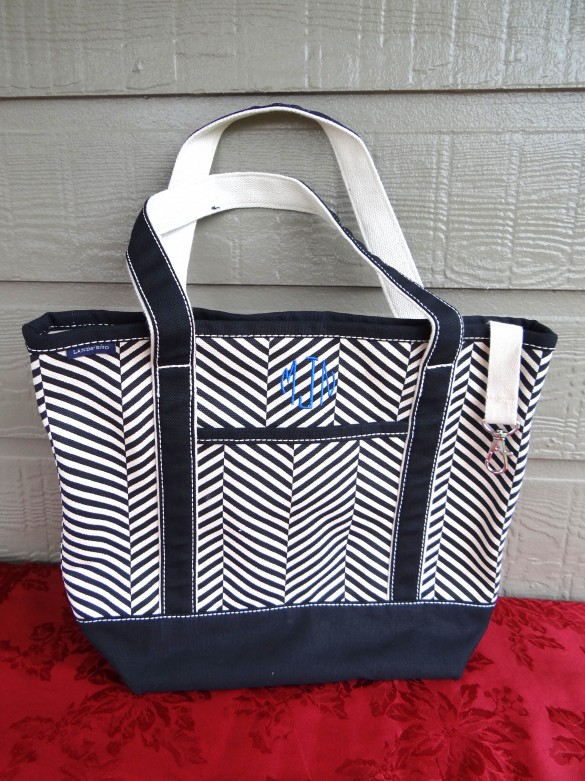 Black and White Monogrammed Tote from Lands End (2)