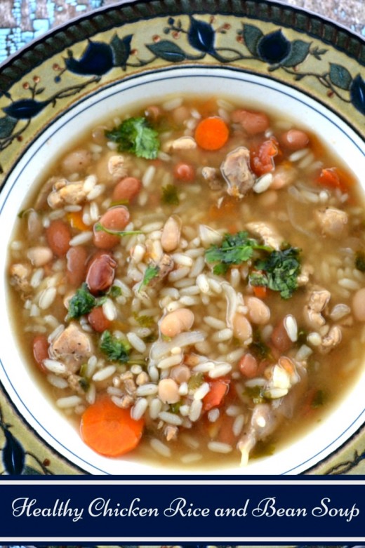 An easy to make , Healthy Chicken Rice and Bean Soup