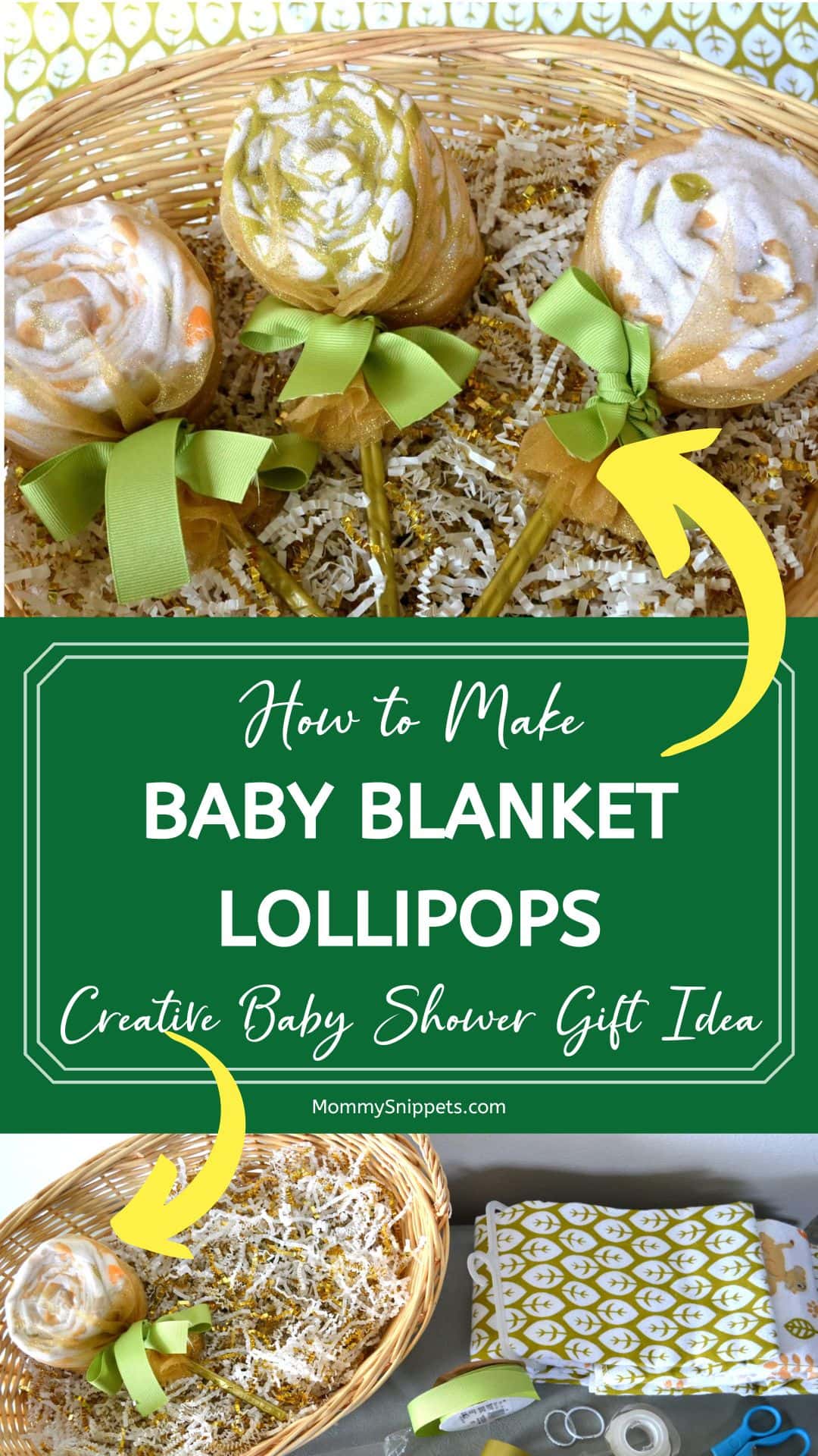 DIY Baby Blanket Lollipops - Creative Way to Gift Baby Receiving Blankets 