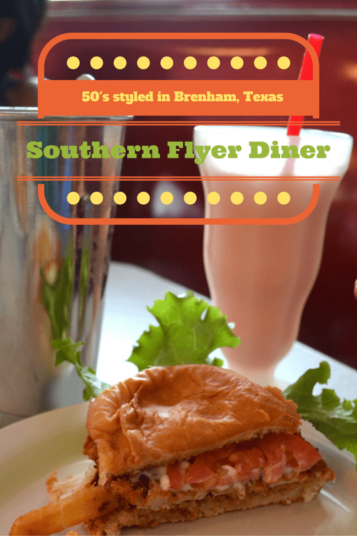 Southern Flyer Diner, Brenham, Texas- photo of a milkshake and burger at the Brenham airport diner