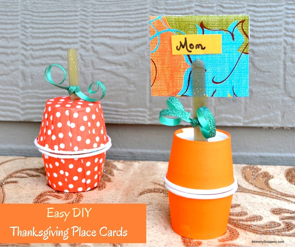 Easy DIY Thanksgiving Place Cards- MommySnippets.com {Tutorial}