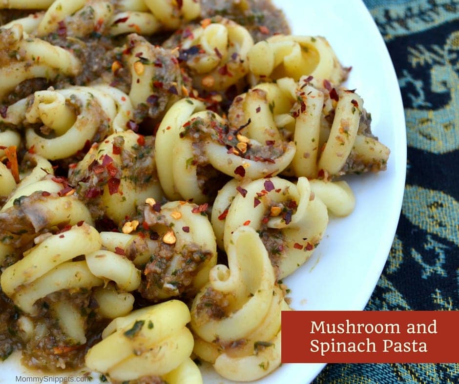 An Easy Mushroom and Spinach Vesuvio Pasta Recipe - Mommy Snippets