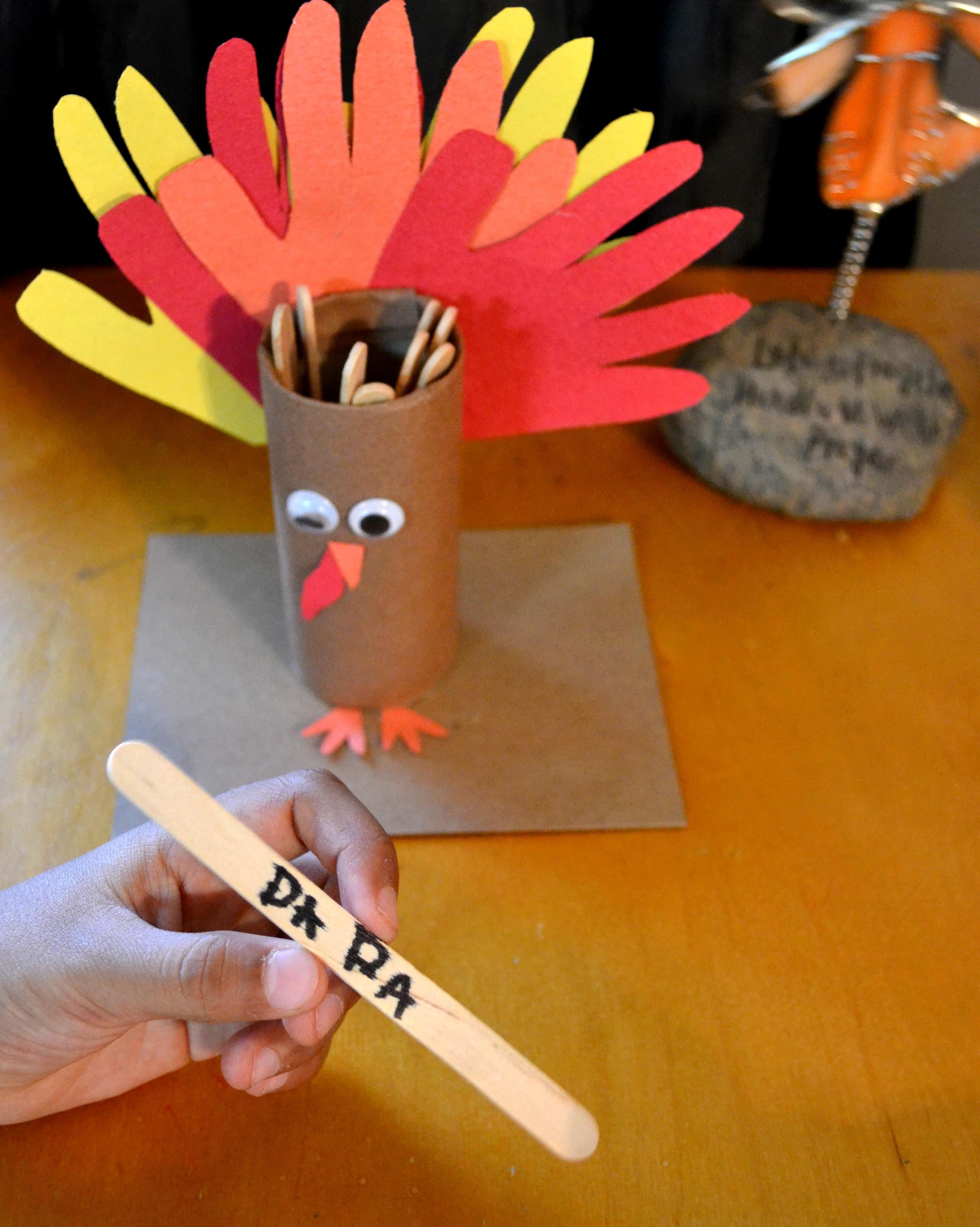 Thankful Hand Turkey Toilet Paper Roll Craft