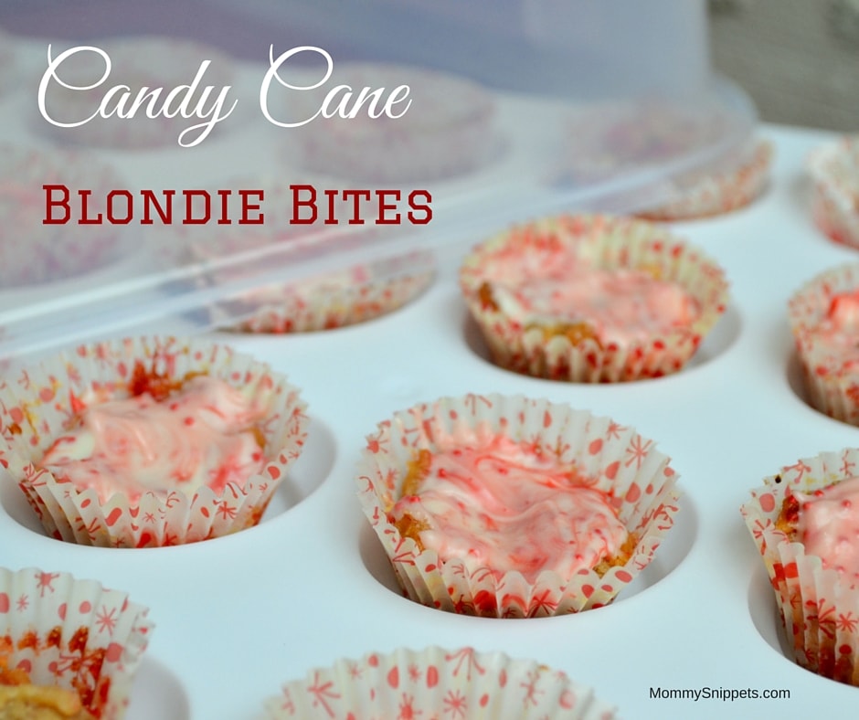 Candy Cane Blondie Bites- MommySnippets.com #GobbleAgain #IC #Sponsored