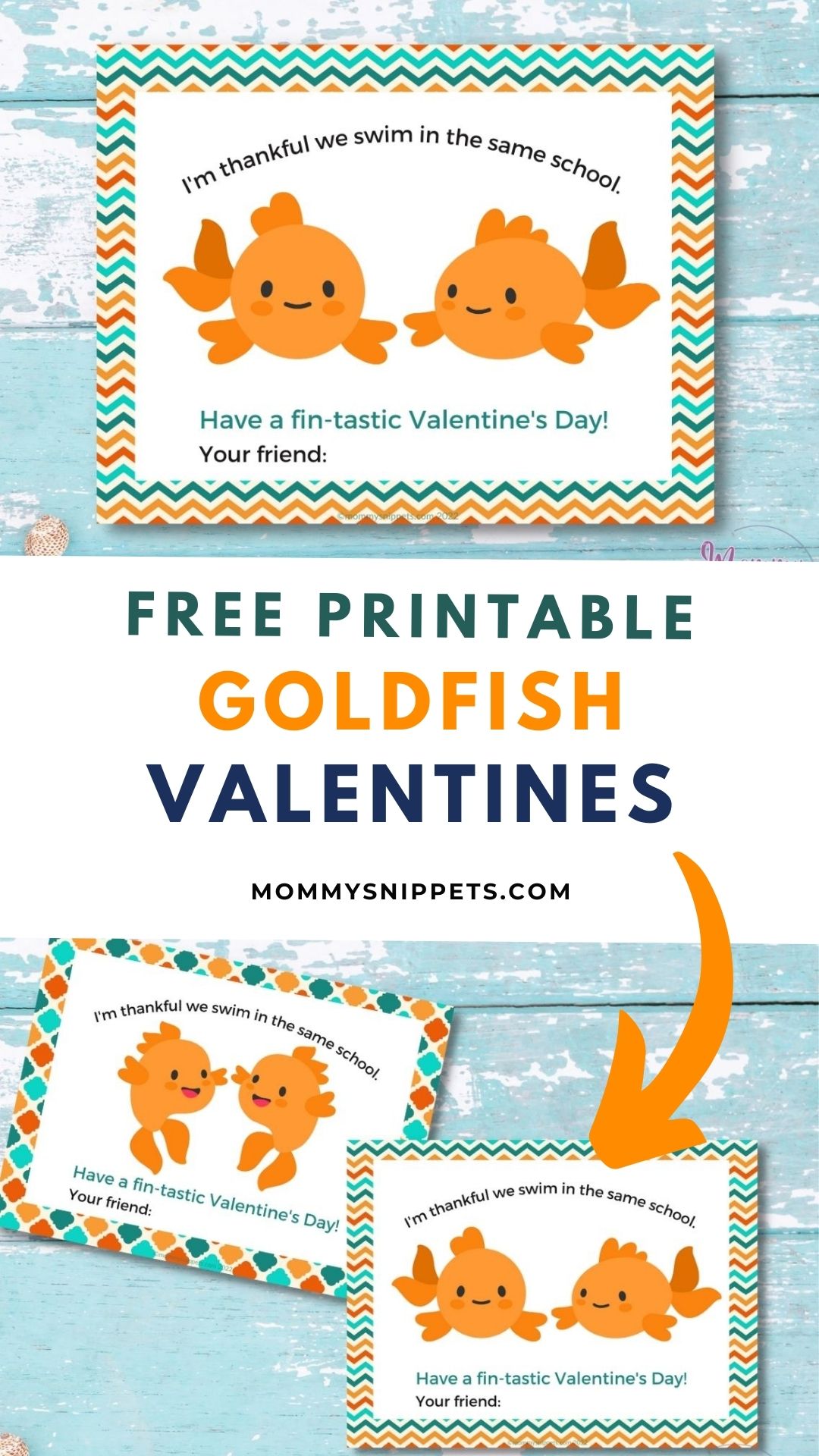 Printable Valentines Tags for Friends, Cute Fish Cracker Valentine