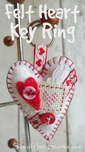 Felt heart key ring