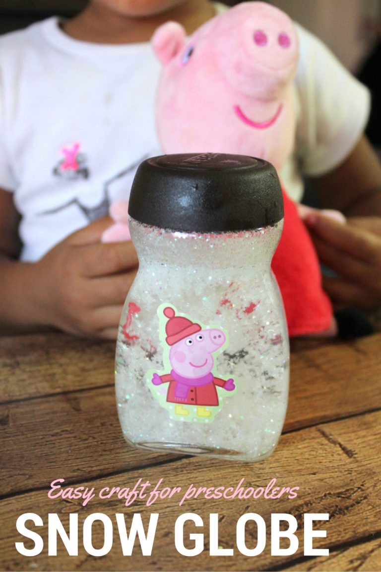 An easy Peppa Pig Snow Globe your Preschooler can make.