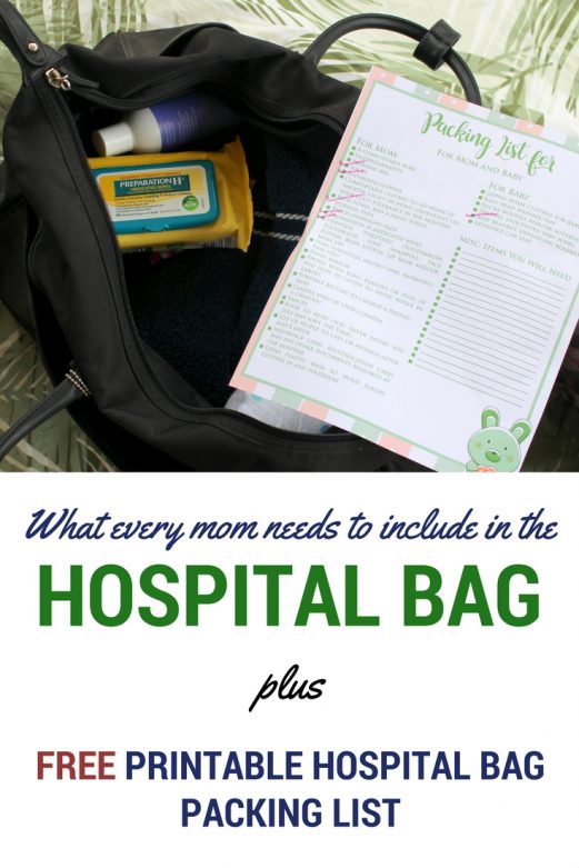 What every mom needs to include in the hospital bag PLUS a FREE printable hospital bag packing list- MommySnippets.com #WhatsInYourBabyBag #ad