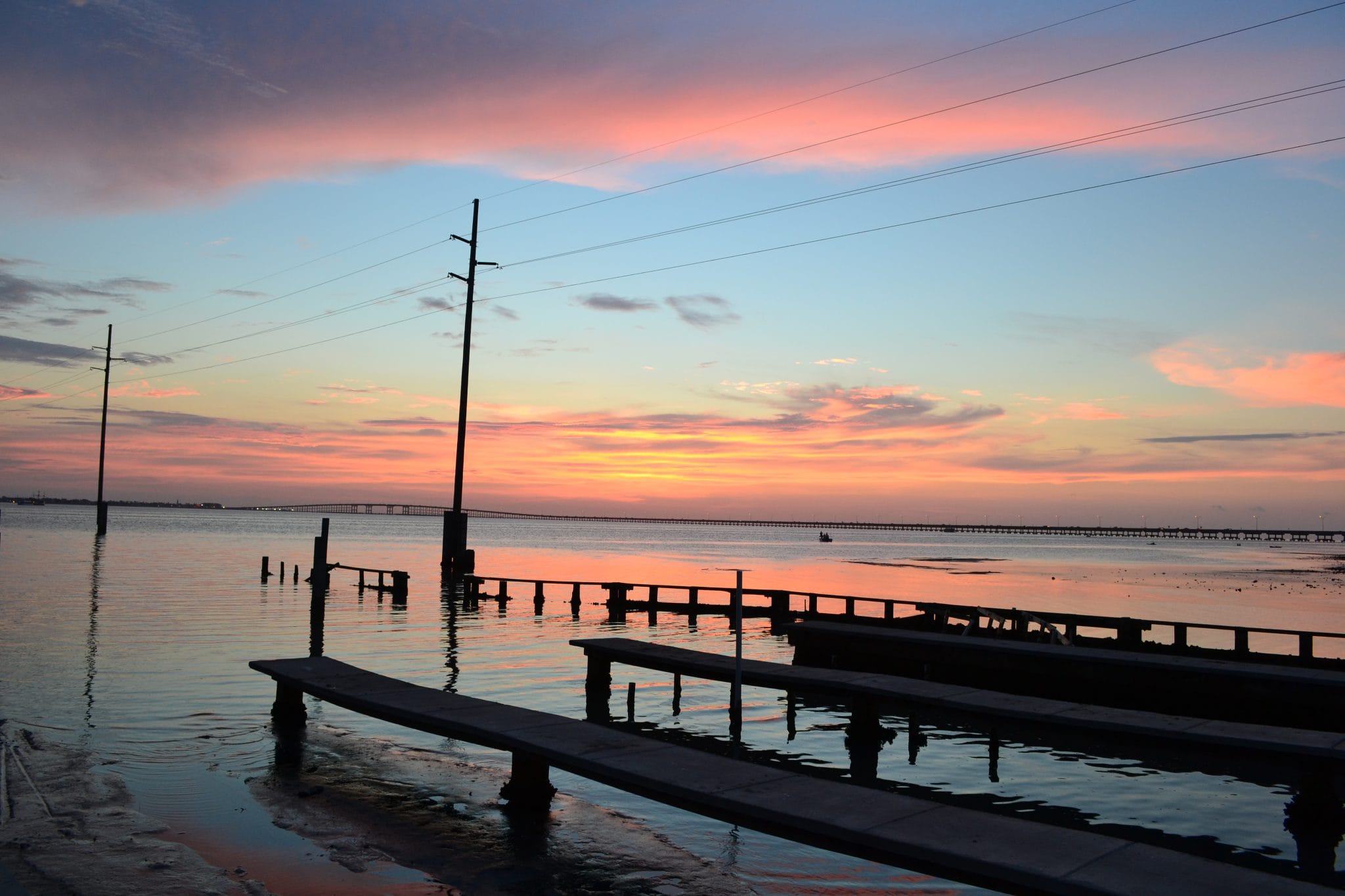 South Padre Island pier at sunset