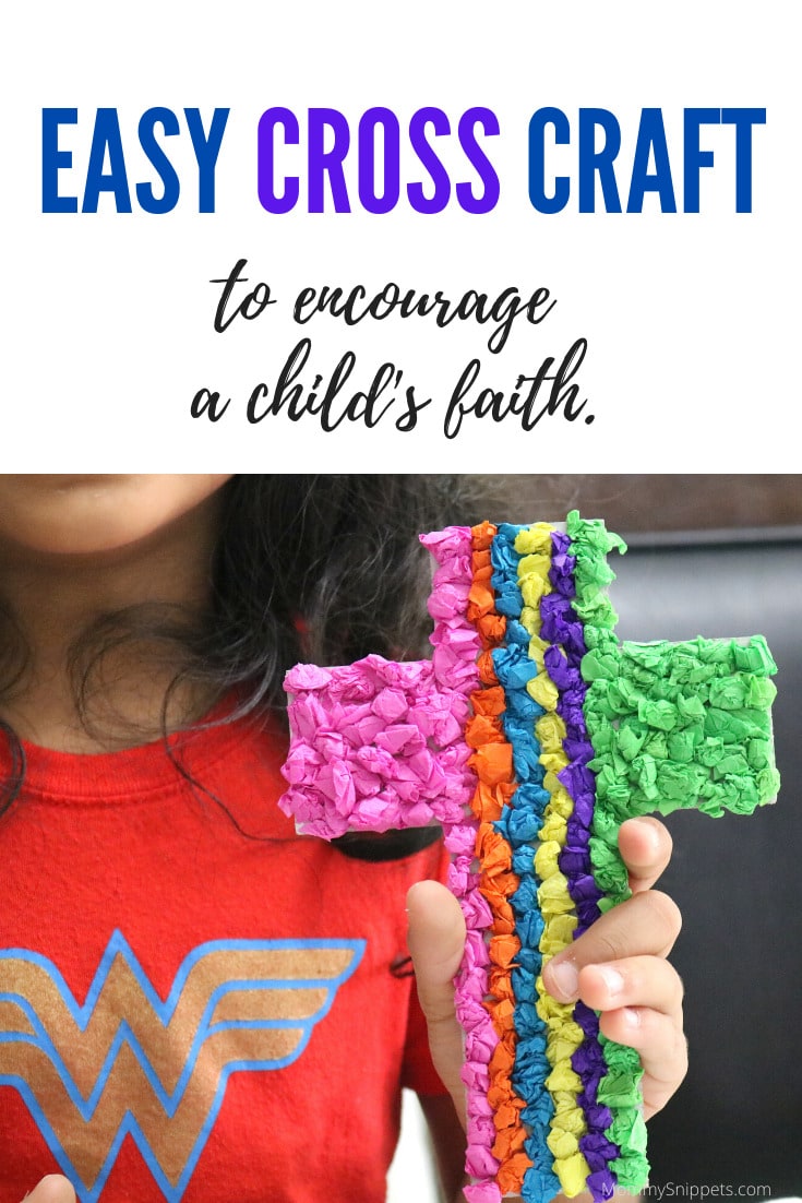 An easy Cross craft to encourage a child's faith - MommySnippets.com #OTCEasterSquad #OrientalTrading #Easter #ad 