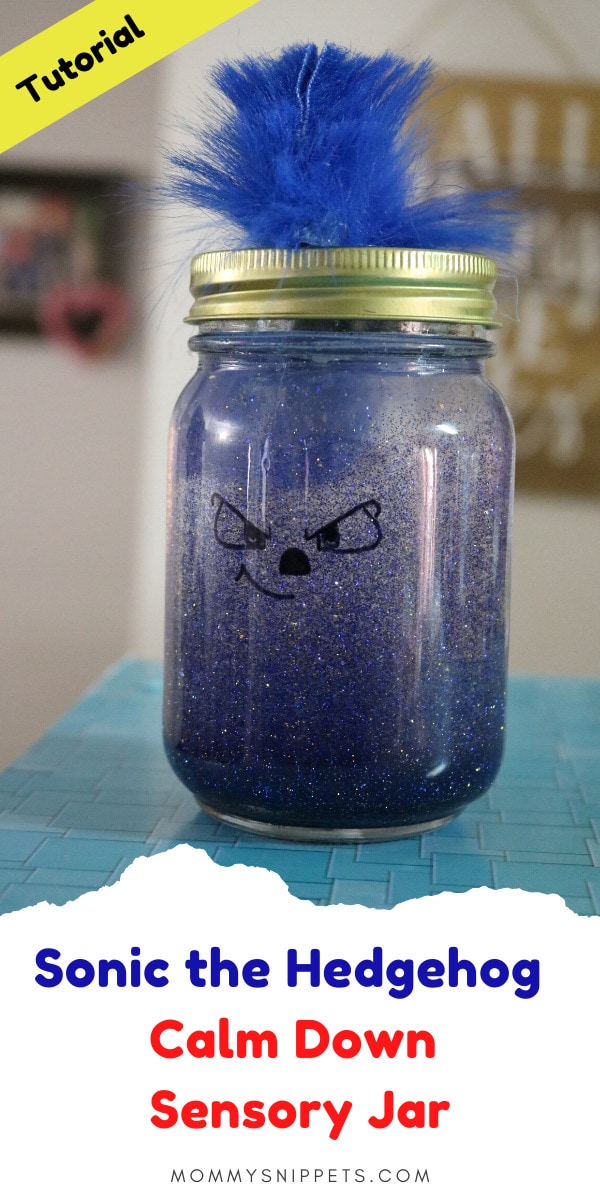 How to Make a Sonic the Hedgehog Sensory Calm Down Jar- MommySnippets.com