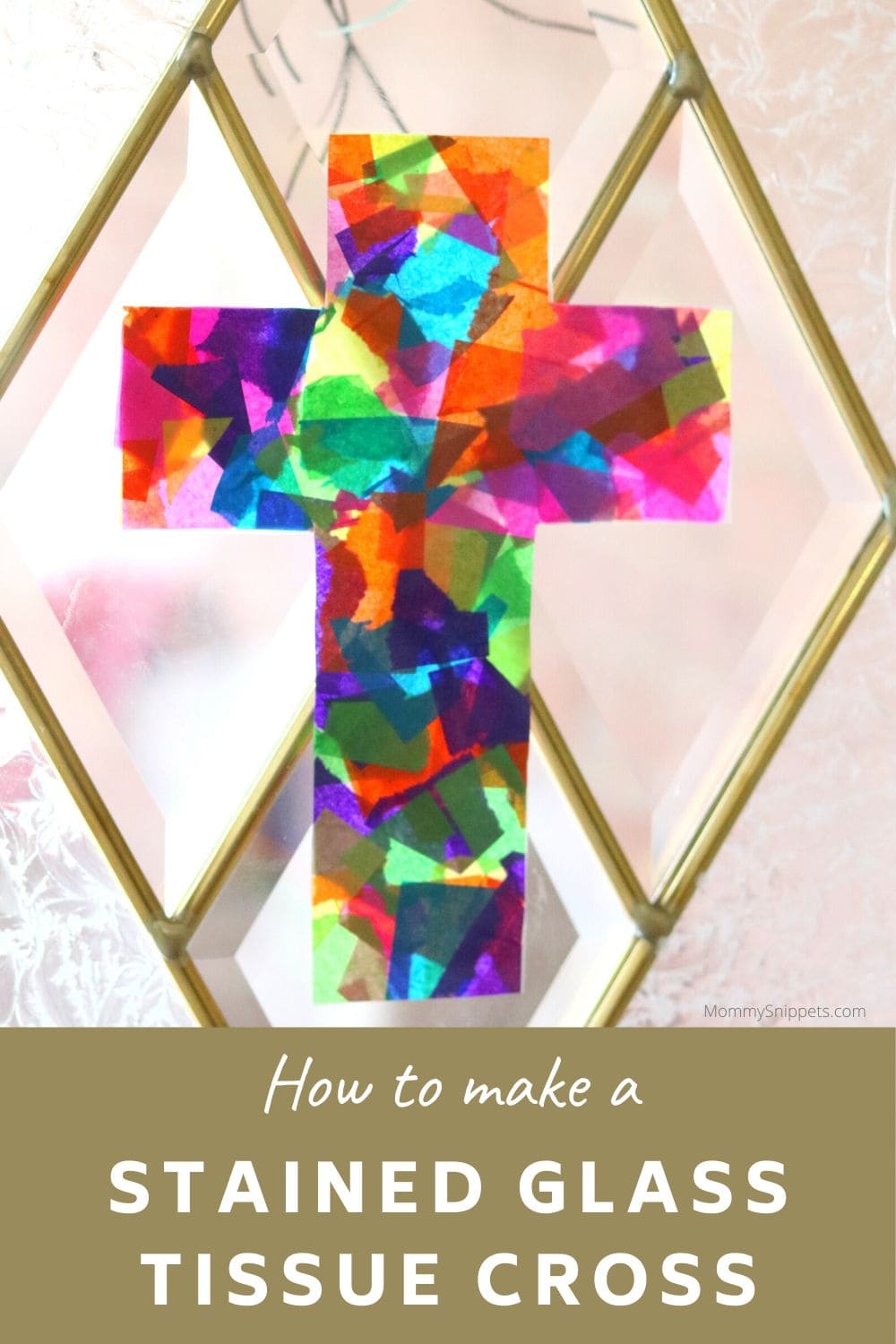 How to make a Stained Glass Tissue Cross- MommySnippets.com