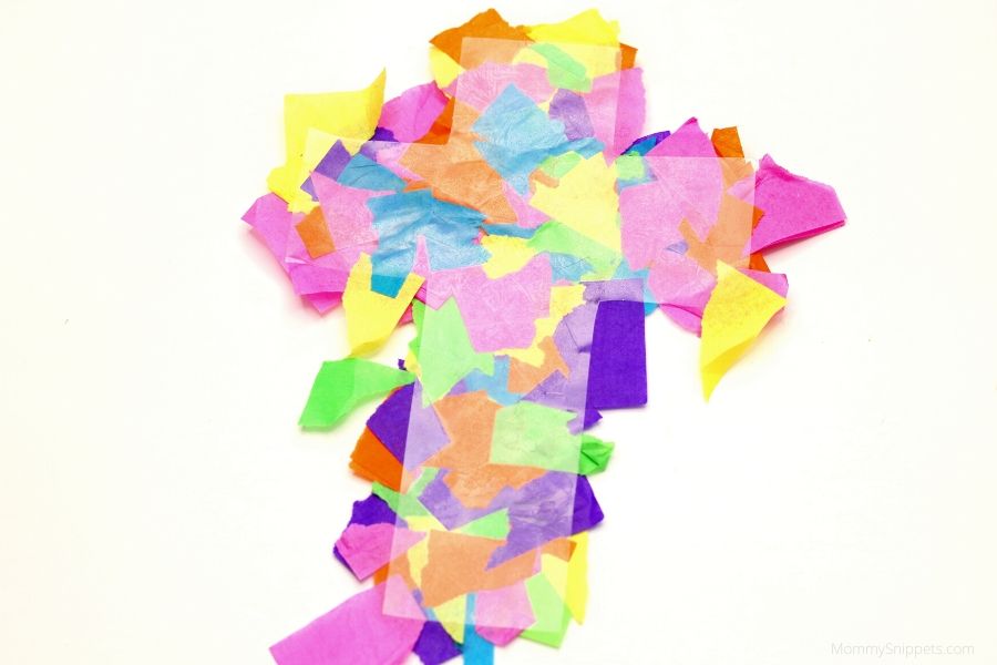 An Easy to Make Stained Glass Cross Craft Using Tissue Paper