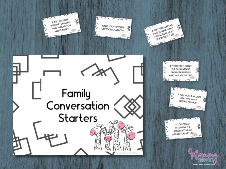 Easy Conversation Starters for Families : 60 Printable Family Conversation Starter Cards