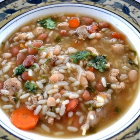 Chicken Rice and Bean Soup 