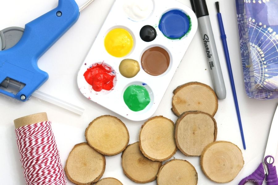 Materials required to make Fingerprint Christmas Ornaments