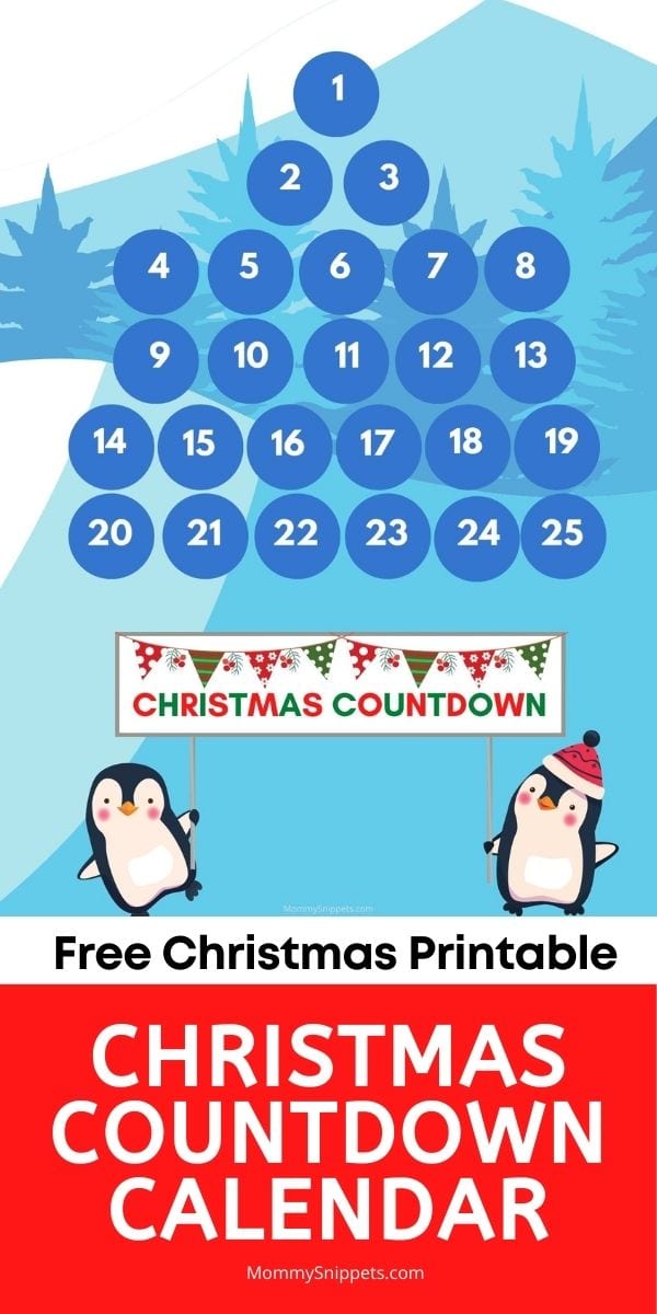 FREE Christmas Printable Christmas Countdown Calendar- MommySnippets.com