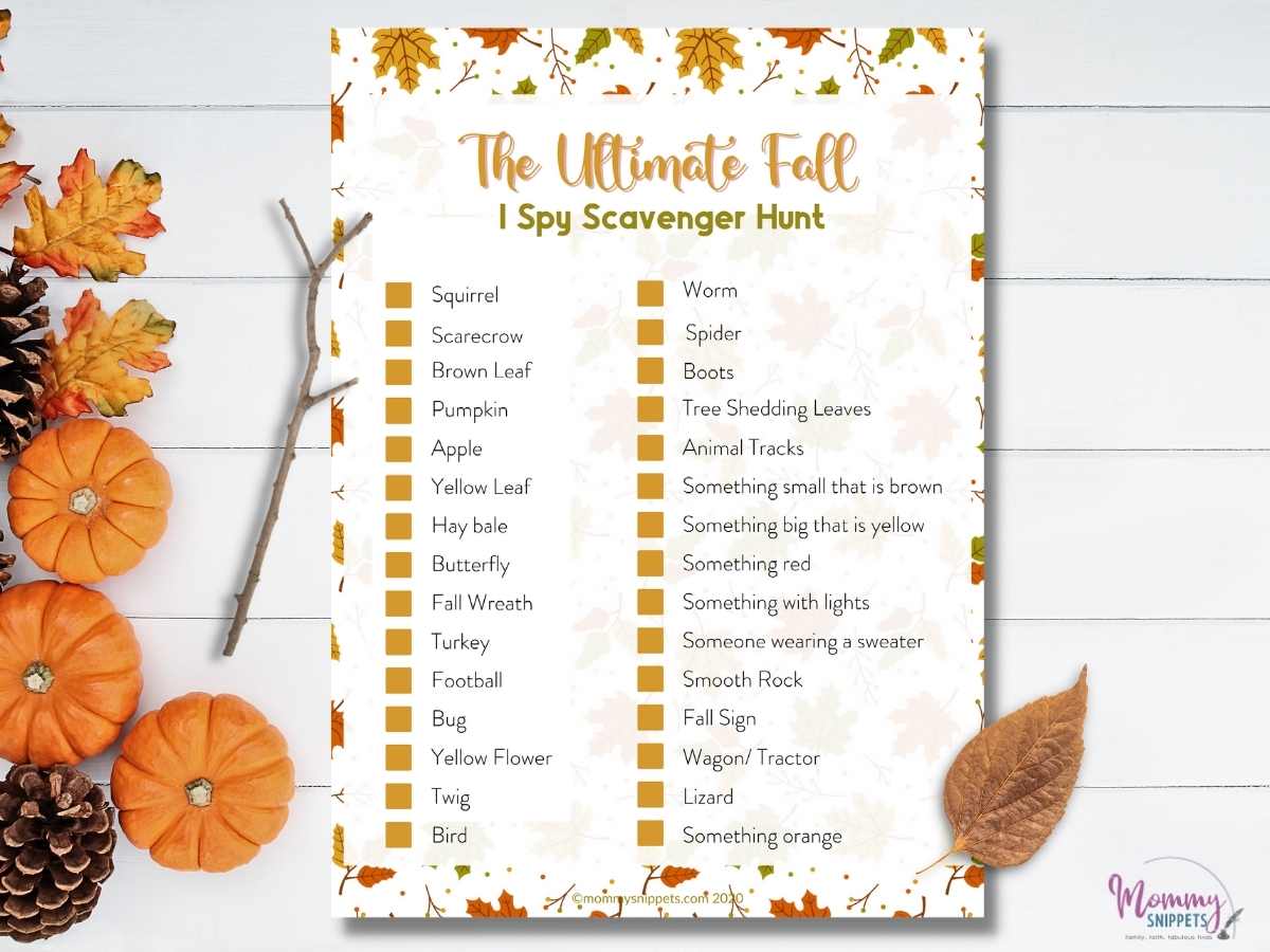 Free Printable Fall Scavenger Hunt