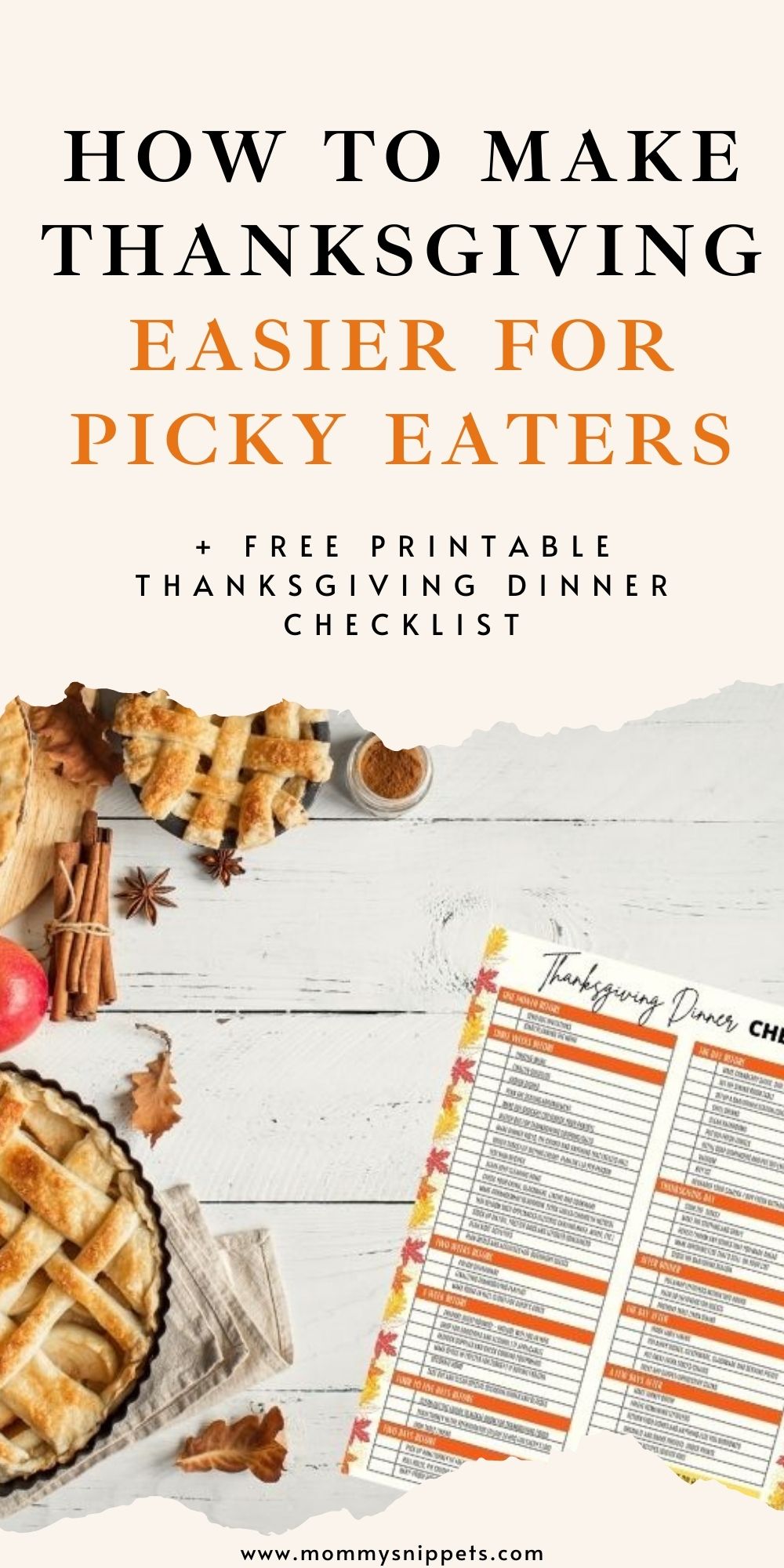 How to make Thanksgiving easier for picky eaters (+ Printable Thanksgiving Dinner Checklist)- MommySnippets.com