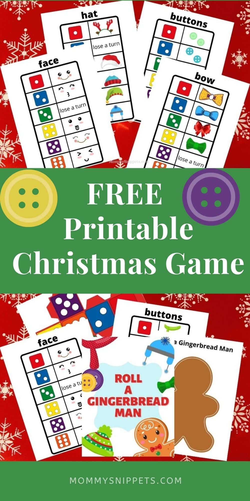 Free Printable Roll A Gingerbread Game- MommySnippets.com