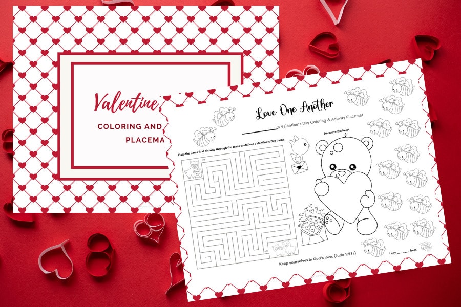 Free Printable Valentine's Day Coloring Pages and Activity Placemats