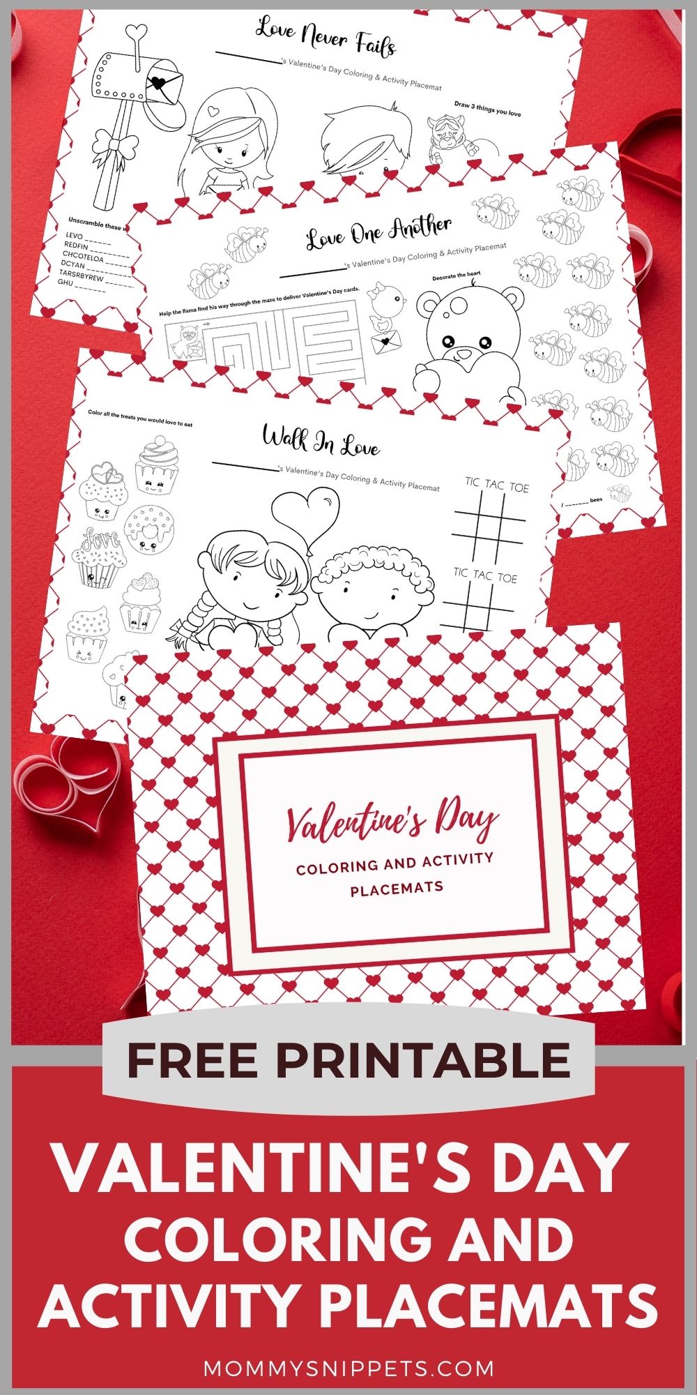 Valentine's Day Activity and Coloring Placemats- Mommy Snippets