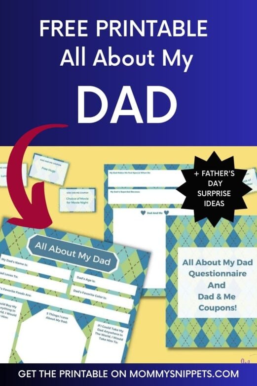 Free All About Dad Printable + Ideas on How To Surprise Dad