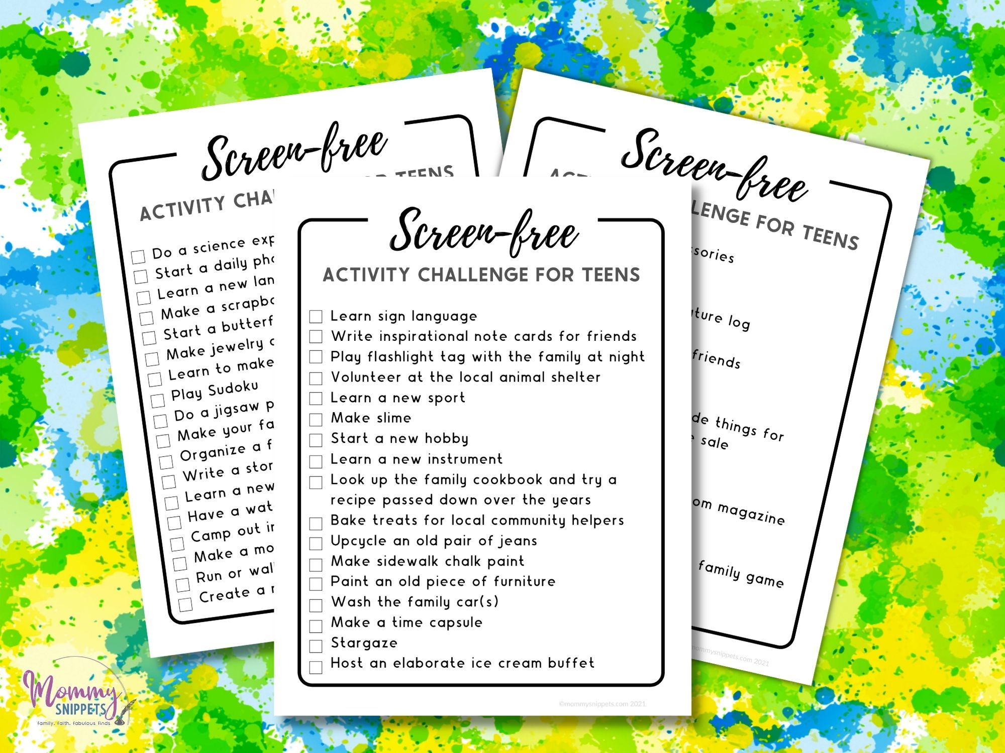 Printable List of Screen Free Play Ideas: 45 Things To Do Instead Of Screen  Time!