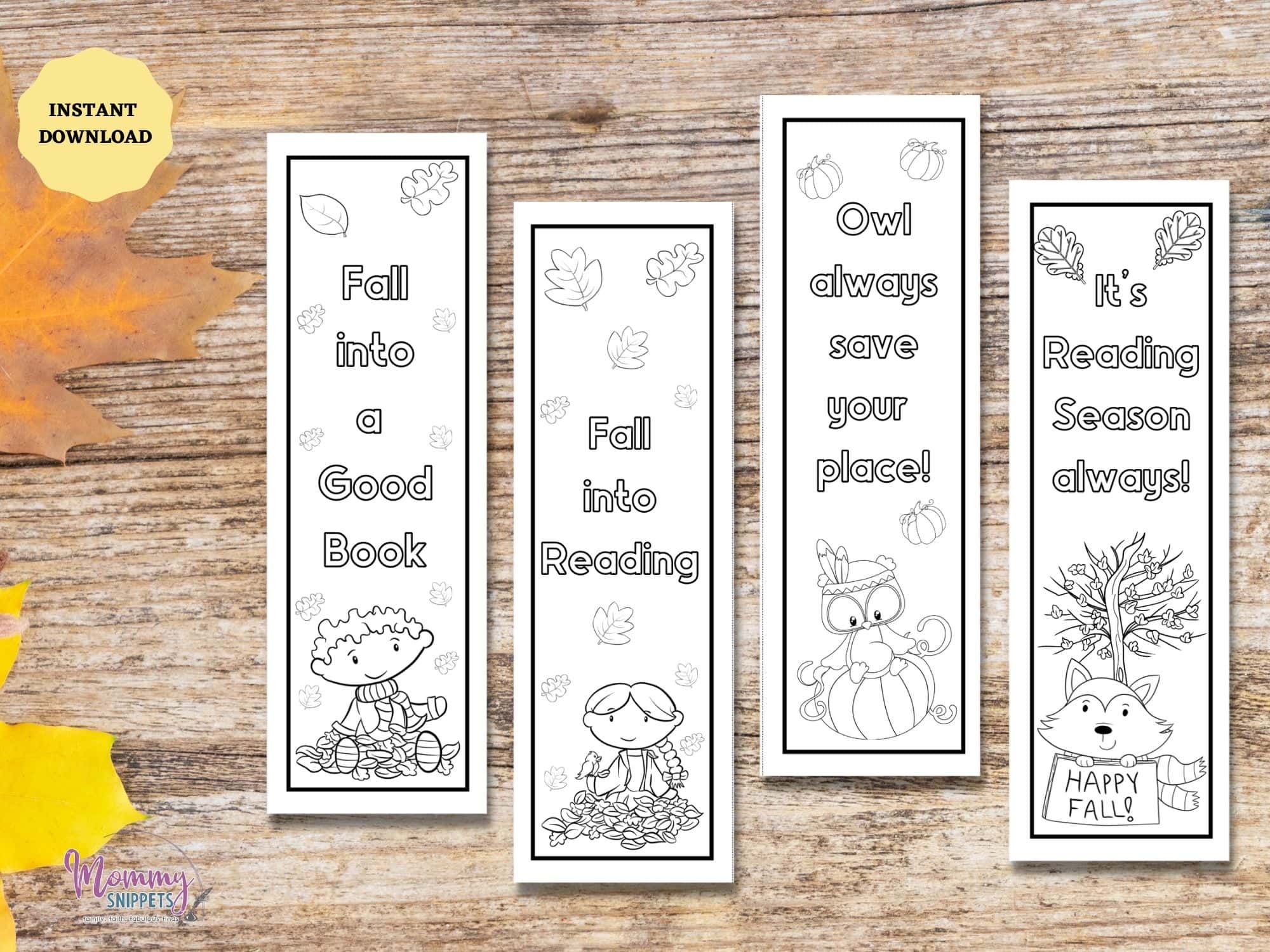 Fall coloring bookmarks- color your own fall bookmarks