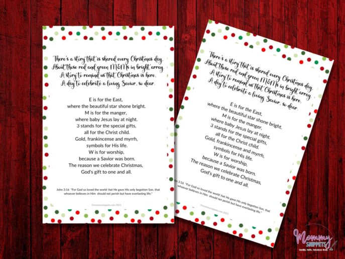 The M&M Christmas Poem: The True Meaning Of Christmas Poem