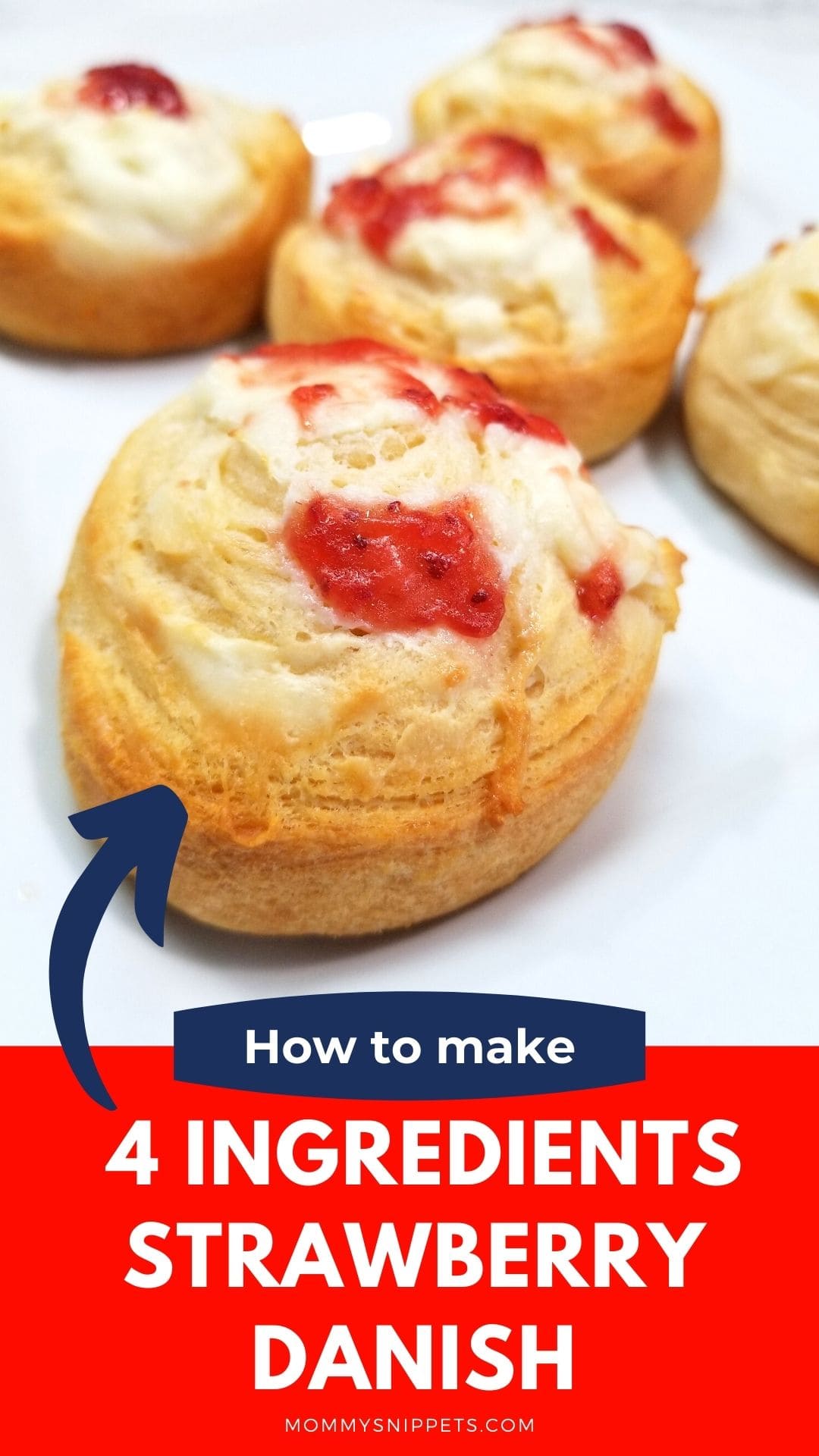 4 ingredient Strawberry Danish- easy 20 minute breakfast recipe