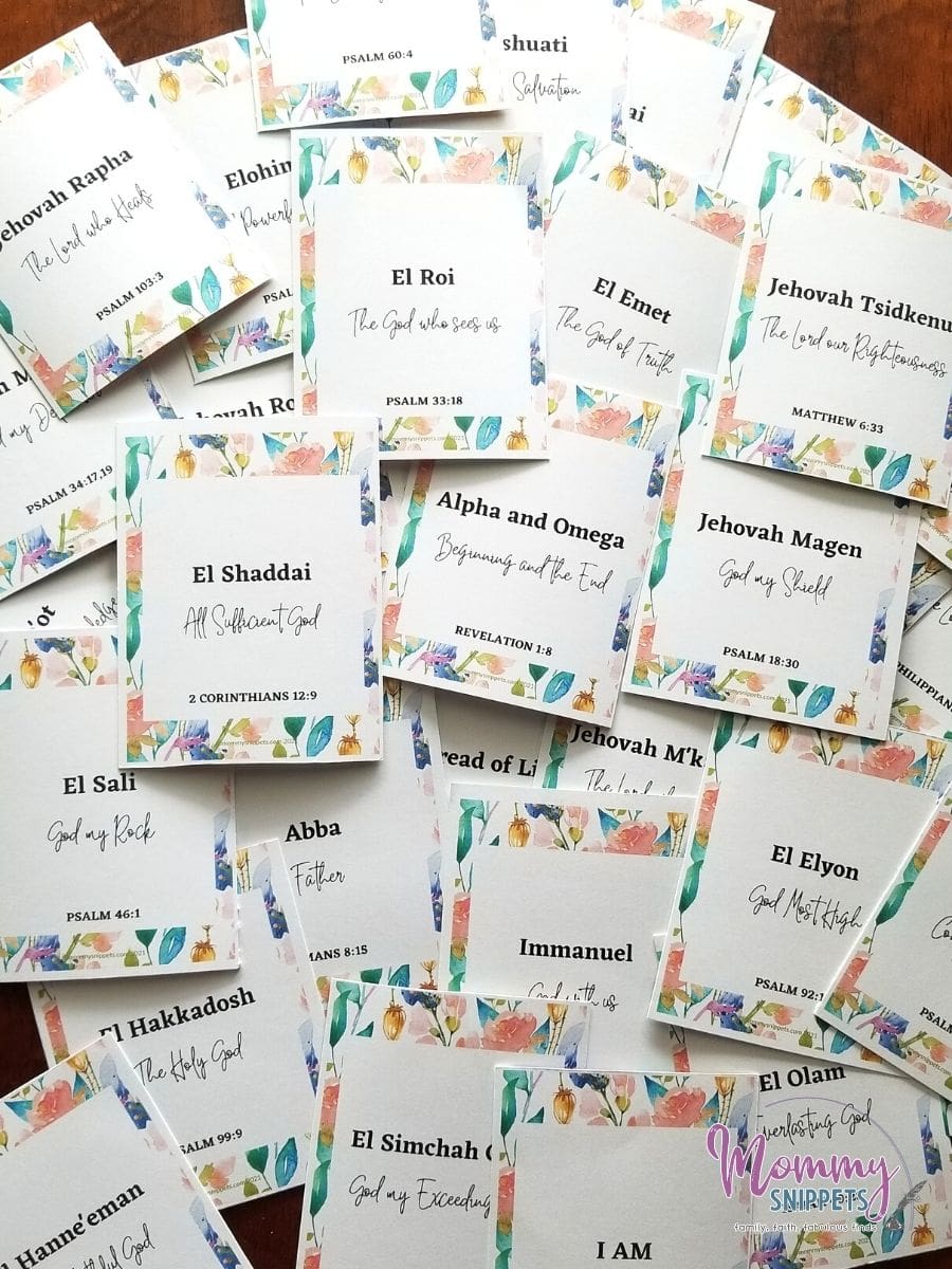 Names of God printable cards