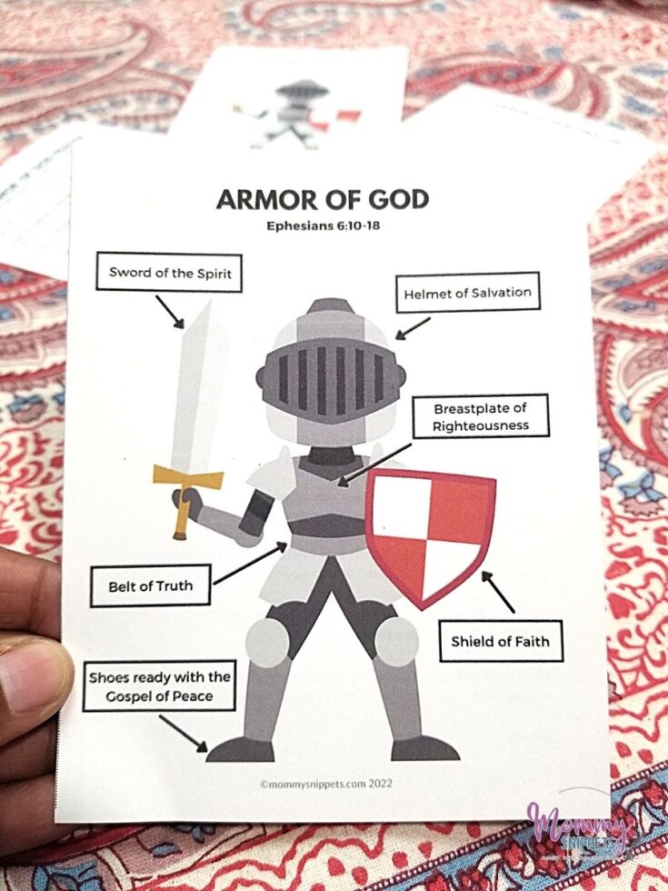 Printable Armor of God Prayer Card Help Kids Learn Ephesians 6 KJV