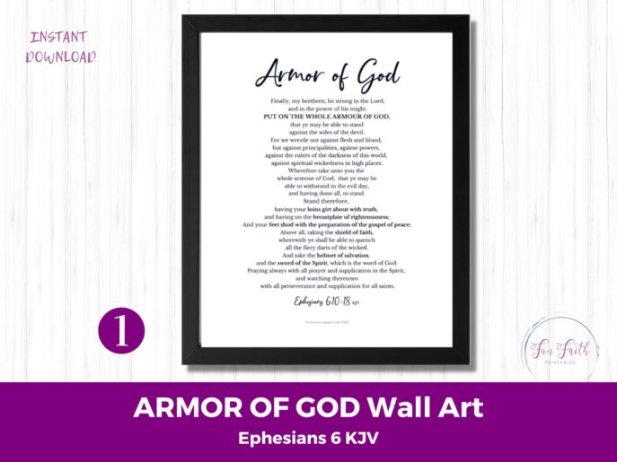 Printable Armor of God Prayer Card -Help Kids Learn Ephesians 6 KJV