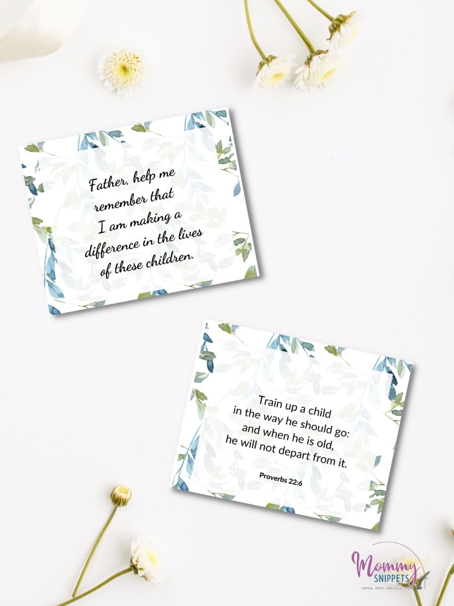 Free Printable Affirmation Cards and Prayers to Encourage a Teacher 