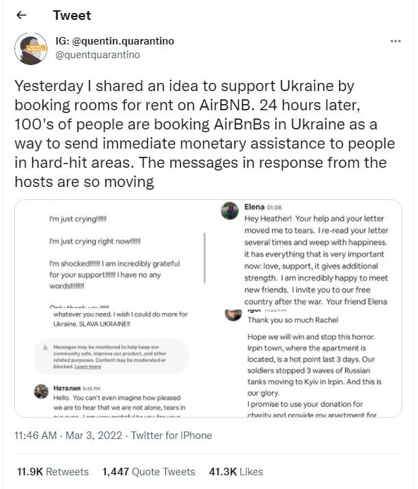 airbnb support ukraine