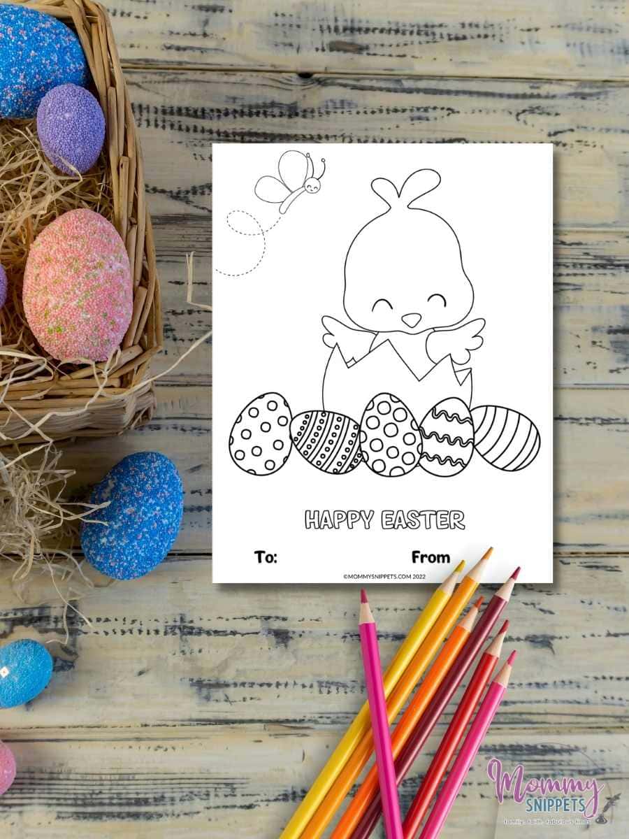 Happy Easter Coloring Cards for Kids- Easter Card Greetings 