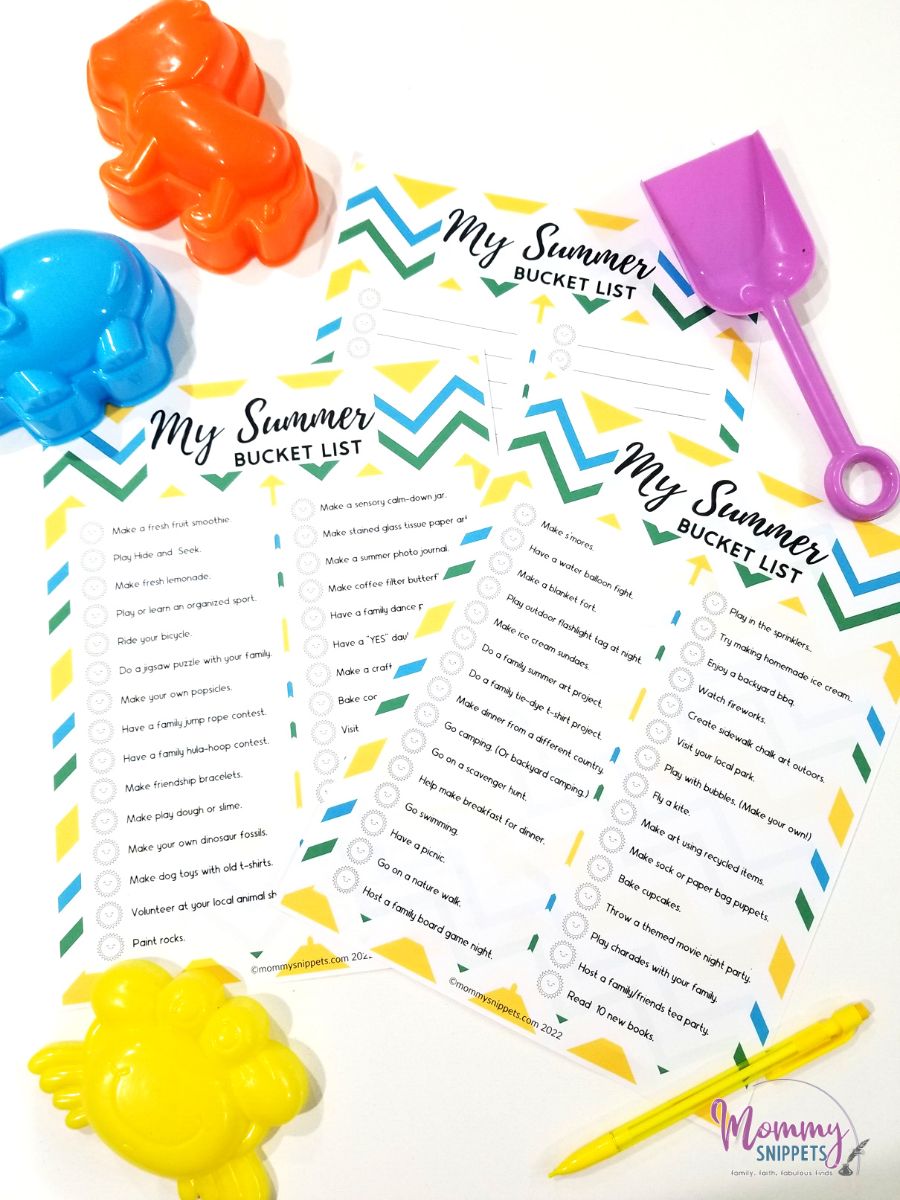 Printable Kids Summer Bucket List ideas