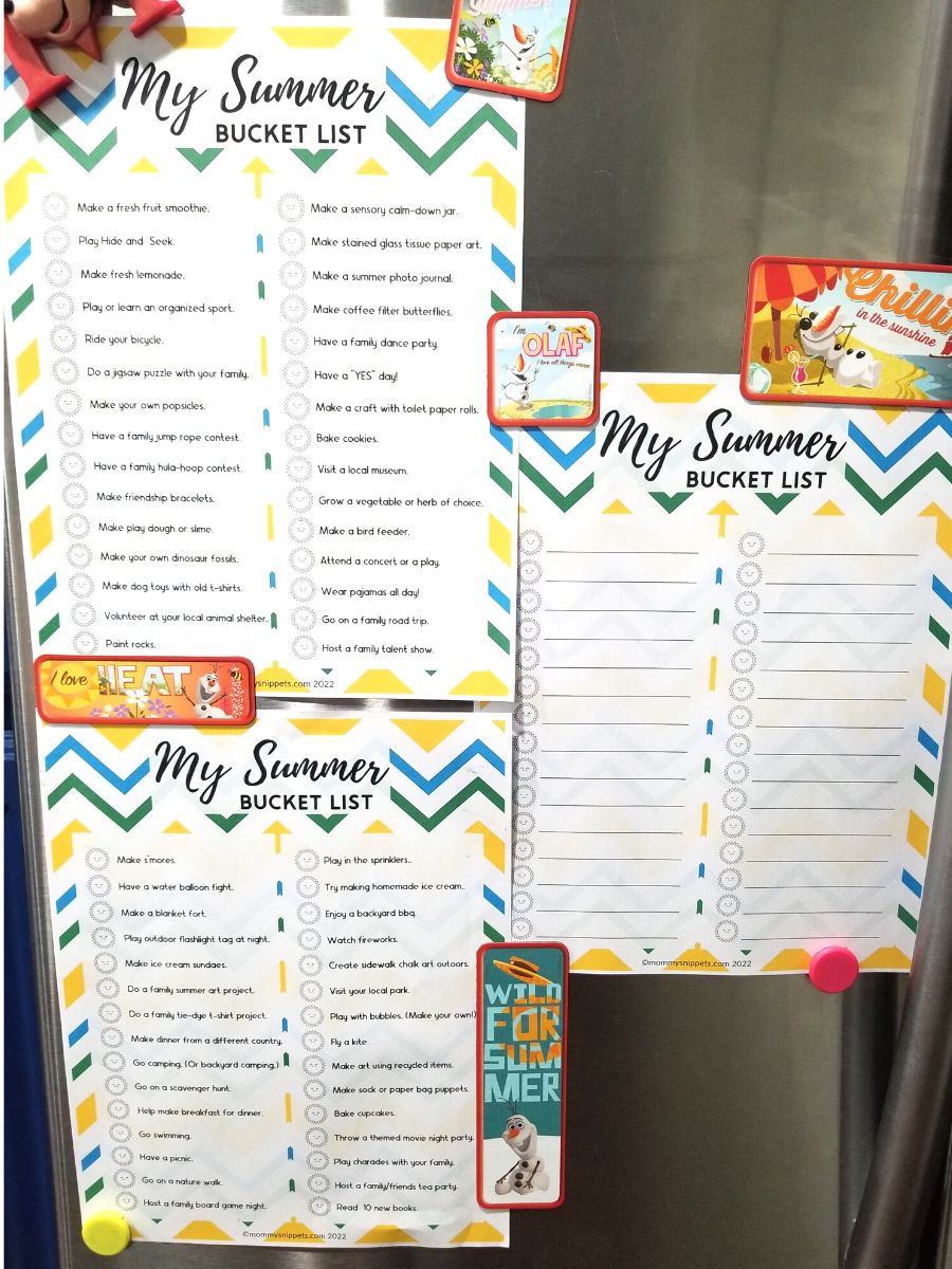 Printable Kids Summer Bucket List ideas 