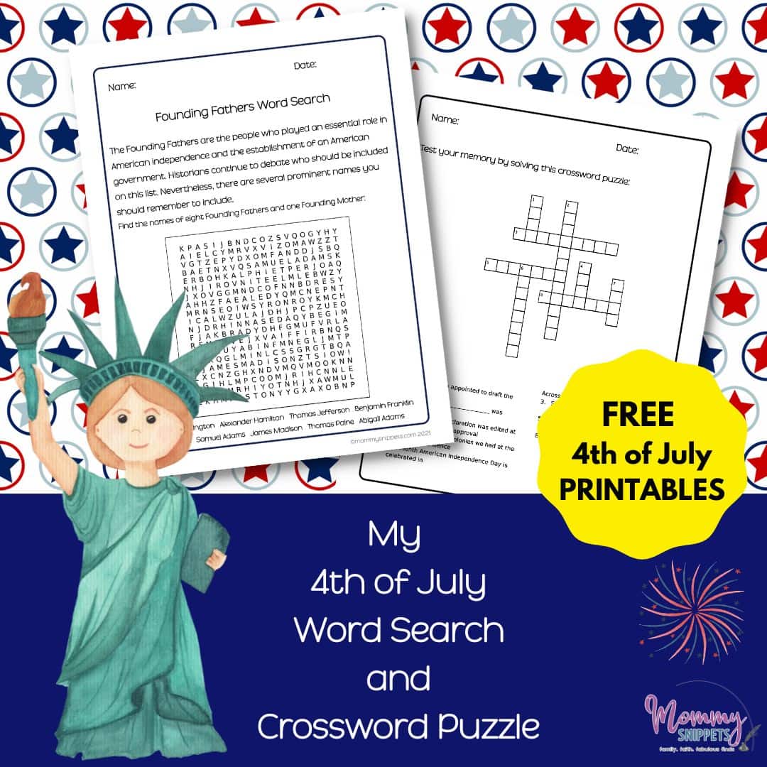 Celebrate With Free 4th of July Printables- 4th of July Crossword Puzzle etc.