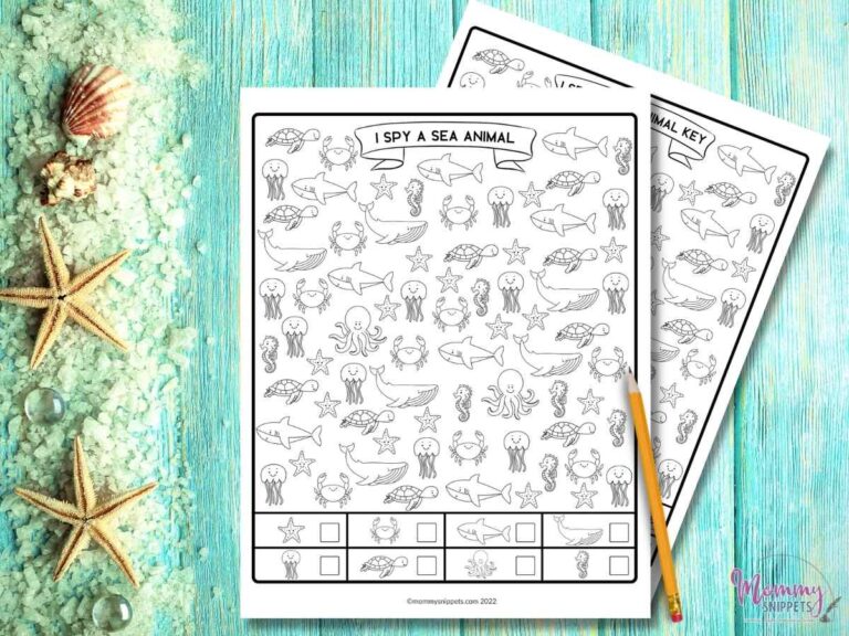 Free I Spy Sea Animals Printable: The Color and Find I Spy Sheets Series
