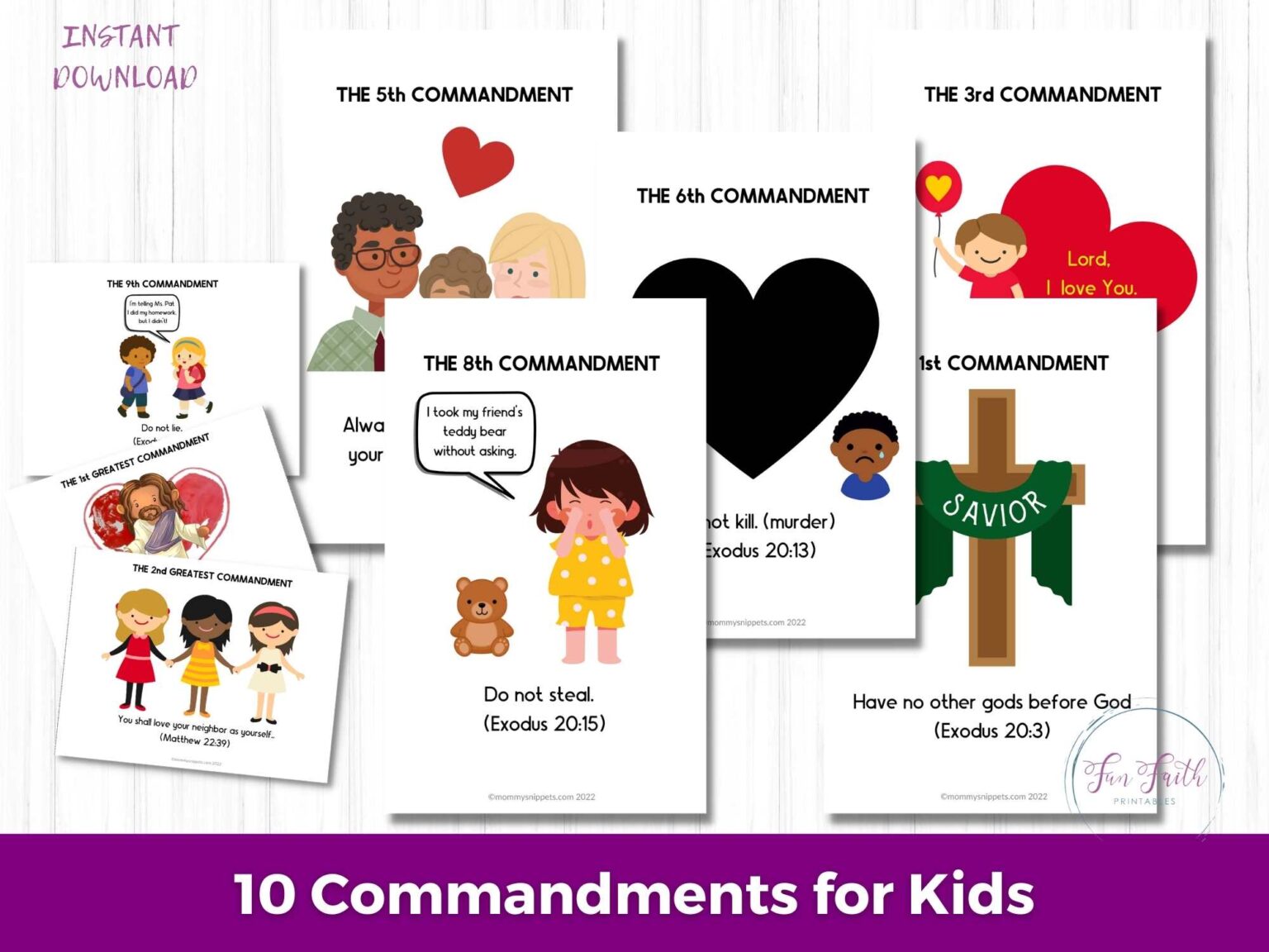 Ten Commandments For Kids- Simple 10 Commandments Printable