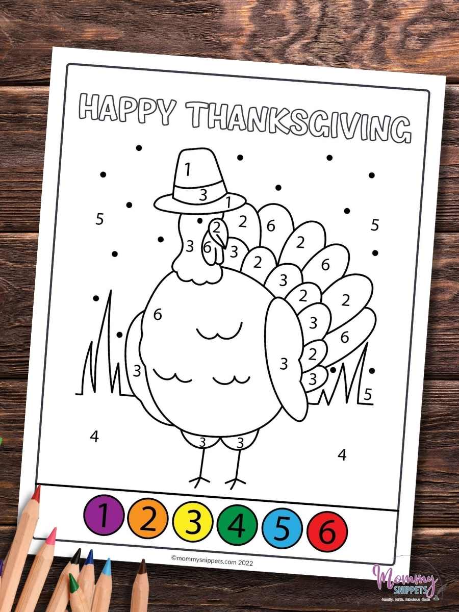 Thanksgiving Paint By Number Turkey coloring page