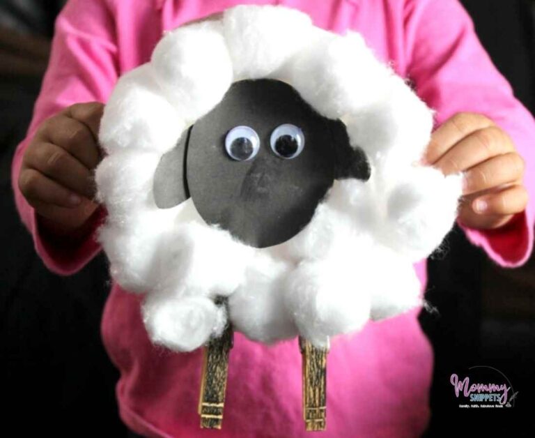 Easy Printable Cotton Ball Sheep Craft for Little Kids