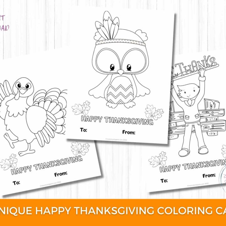3 Thanksgiving Cards to Color on Etsy