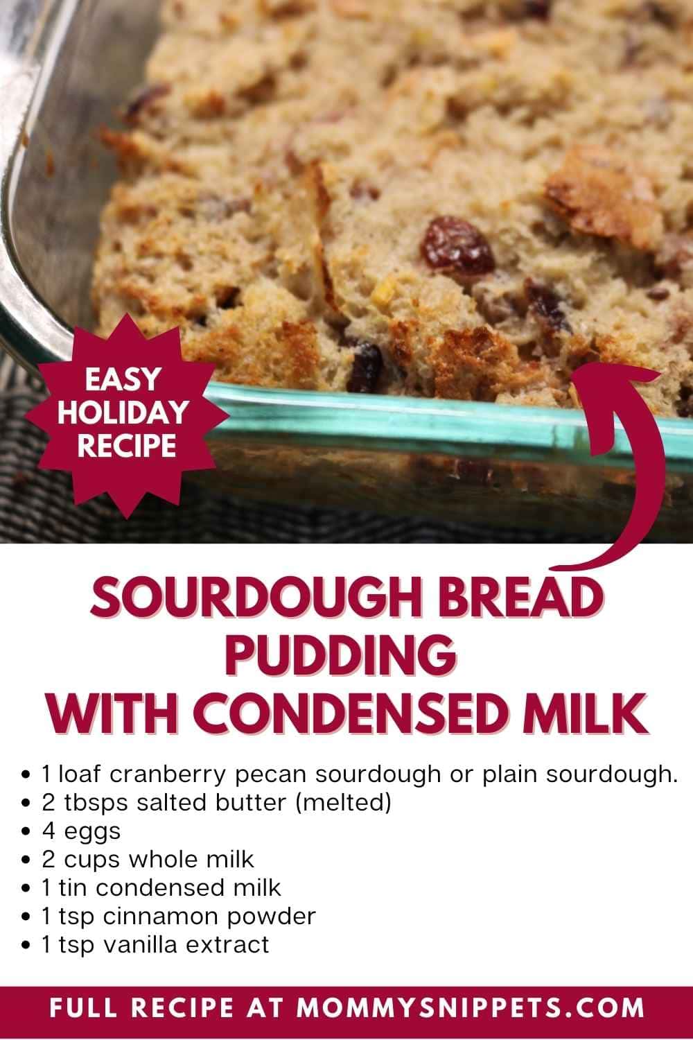 How to make Sourdough Bread Pudding With Condensed Milk - an Easy Holiday Recipe 