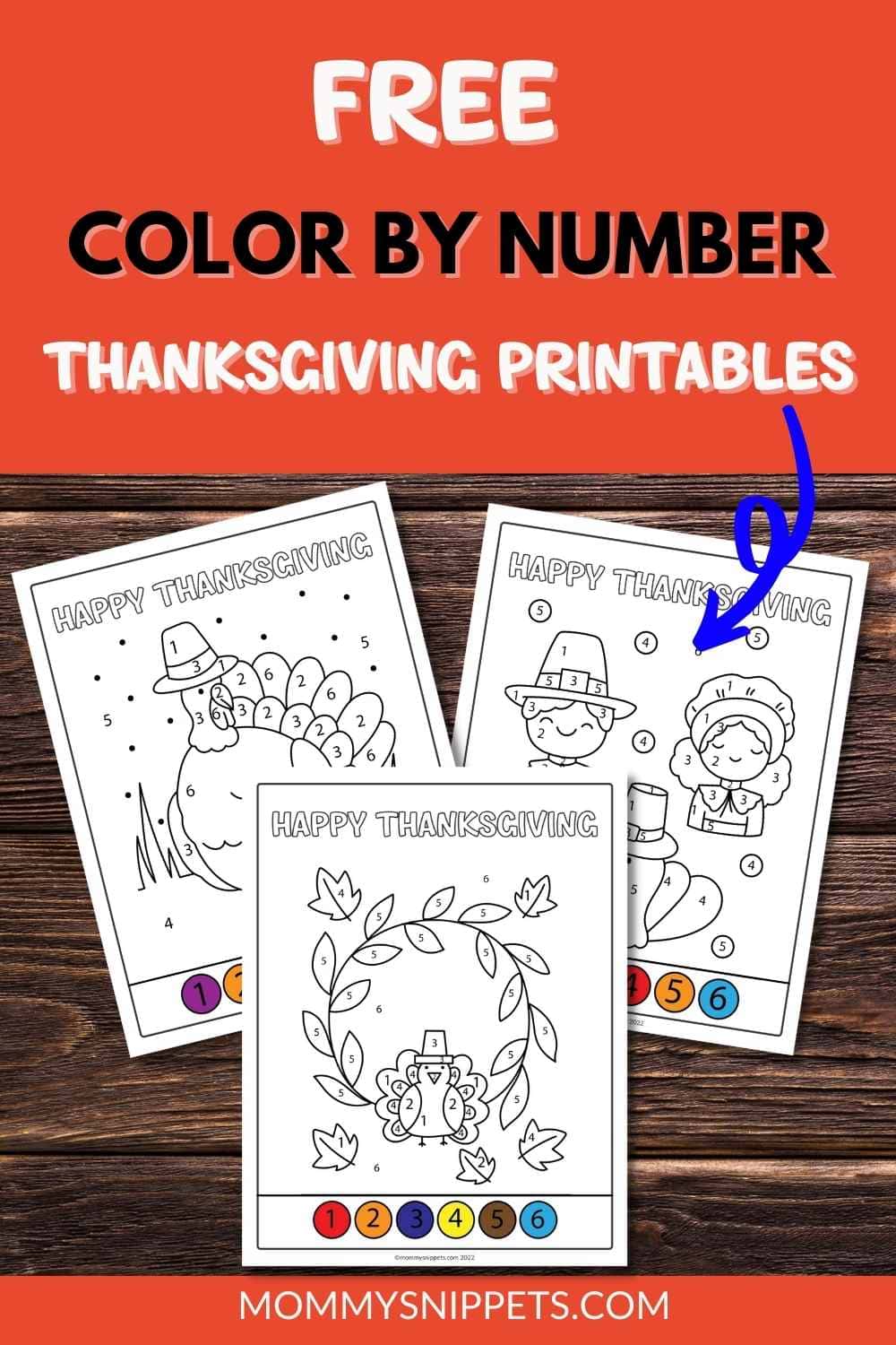 Thanksgiving Color by Number - 3 Free Preschool Thanksgiving Printables